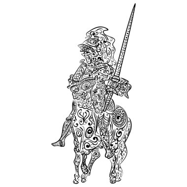 Zentangle stilize vektör mürekkep kroki bir atlı
