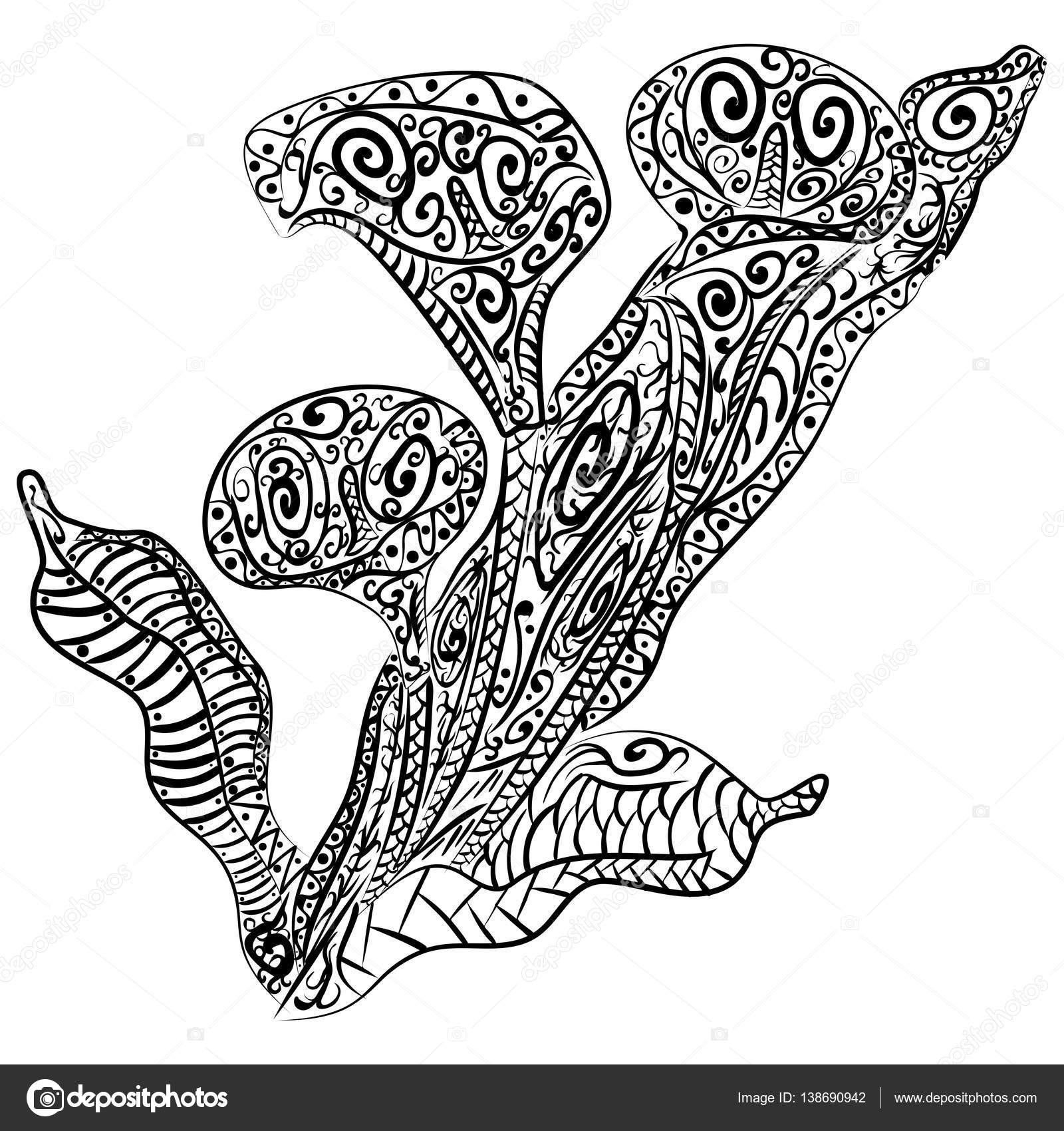 de Zentangle Calla motif floral Vector — Image vectorielle Fleur de Zentangle Calla fond de motifs floraux Illustrations vectorielles Page de livre de coloriage pour adulte Fleur graphique noir et blanc — Vector
