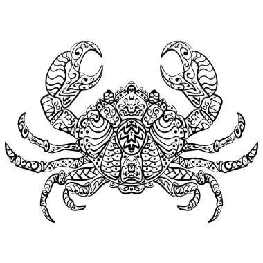 Zentangle stilize vektör çizim Yengeç