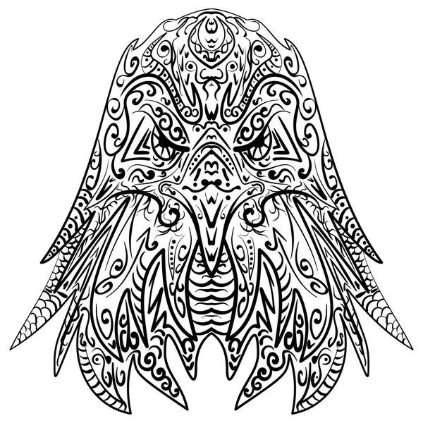 Ilustración de vectores de cabeza de águila estilizada Zentangle — Vector de stock
