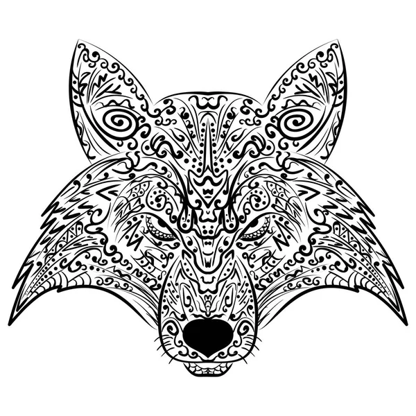 Zentangle Fuchs Gesicht Doodle Vektor Illustration — Stockvektor