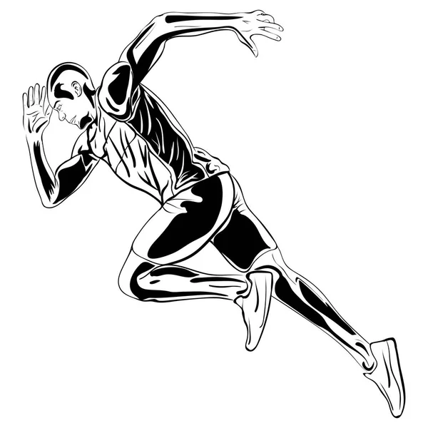 Běžící muž vektorové kresby tušové malby — Stockový vektor