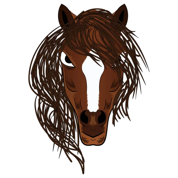 馬のマスコットの漫画の頭のベクトル図 — ストックベクタ