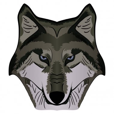 Çizgi film vektör maskot görüntü gri kurt kafası