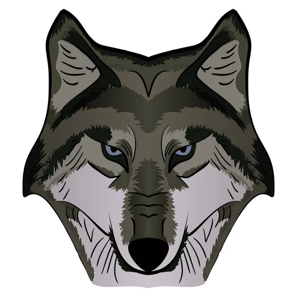 Cartoon Vector mascotte afbeelding grijze Wolf hoofd — Stockvector