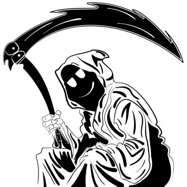 Grim Reaper. Resimde. mürekkep kroki elle çizilmiş