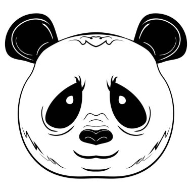 Siyah ve beyaz vektör kroki Panda yüz