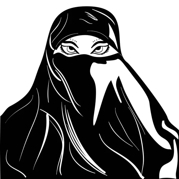 Bela árabe muçulmano mulher esboço estilo — Vetor de Stock