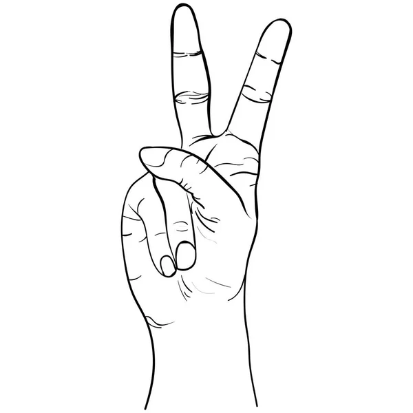 Disegno gesto mano Simbolo di pace . — Vettoriale Stock
