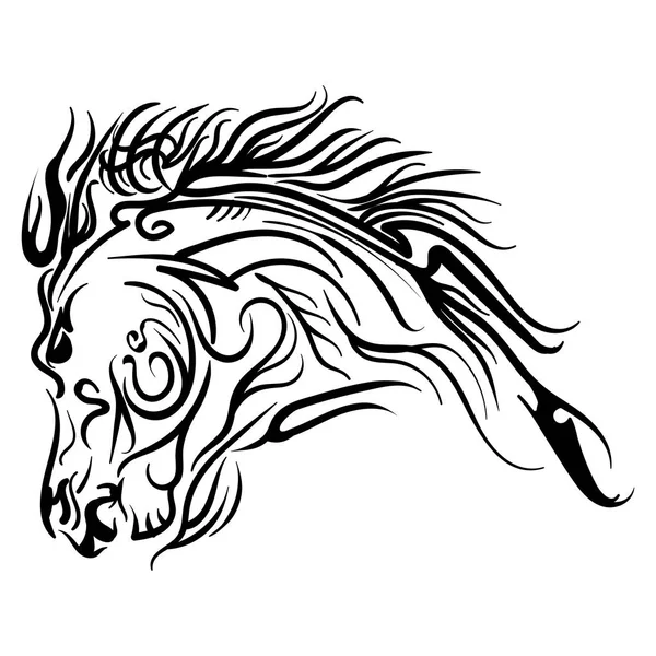 Векторна лінія мистецтва кінь голова татуювання ескіз — стоковий вектор