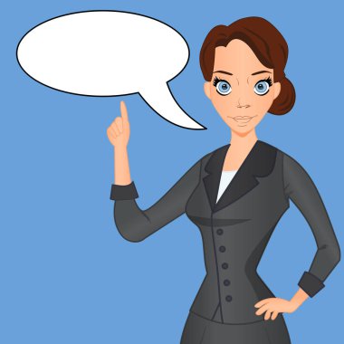 İş kadın konuşma balonu ile uygun