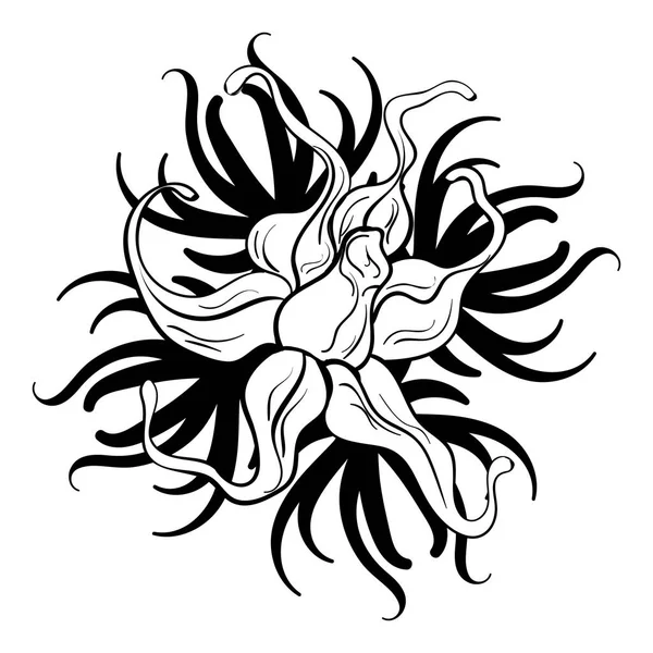 Fekete-fehér virág tetoválás — Stock Vector