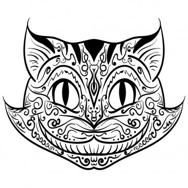 Elle çizilmiş anahat doodle kedi baş zentangle