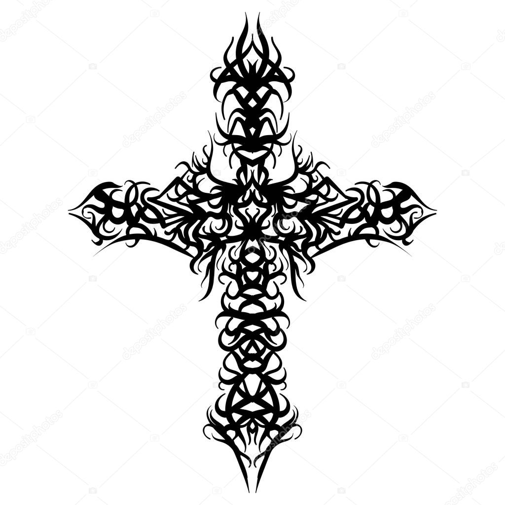 Beautiful ornate cross. Sketch vector illustration