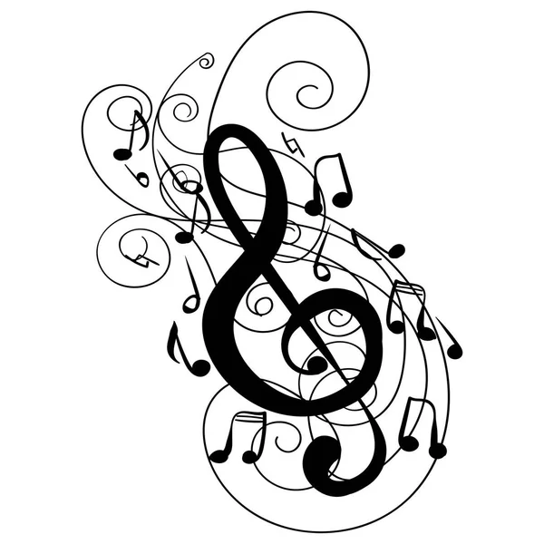 Swirl whirl treble clef key doodle vector — Stock Vector