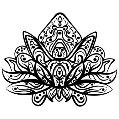 Vektör süs Lotus, etnik zentangled dövme