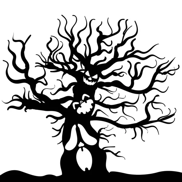 Bosquejo de monstruo de árbol de miedo Vector de Halloween — Archivo Imágenes Vectoriales