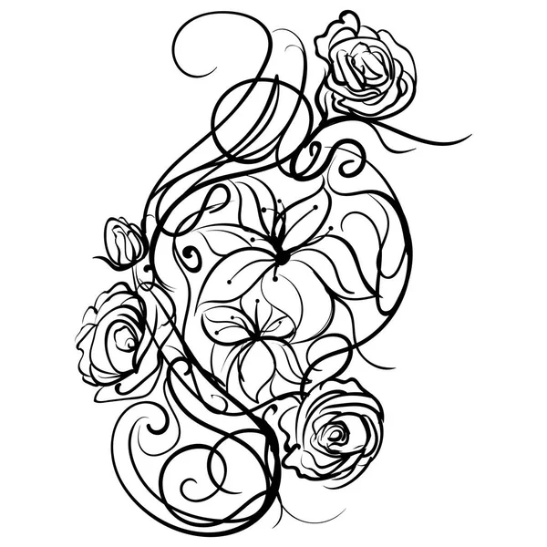 Ręcznie rysowane stylizowane szkic kwiaty na białym tle — Wektor stockowy