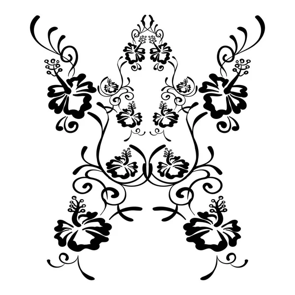 Hibiscus fleurs dessin et croquis avec line art — Image vectorielle