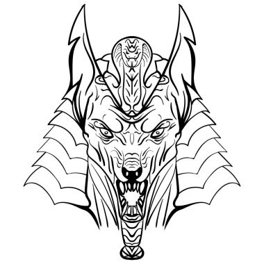 Antik Mısır tanrısı Anubis'e baş illüstrasyon