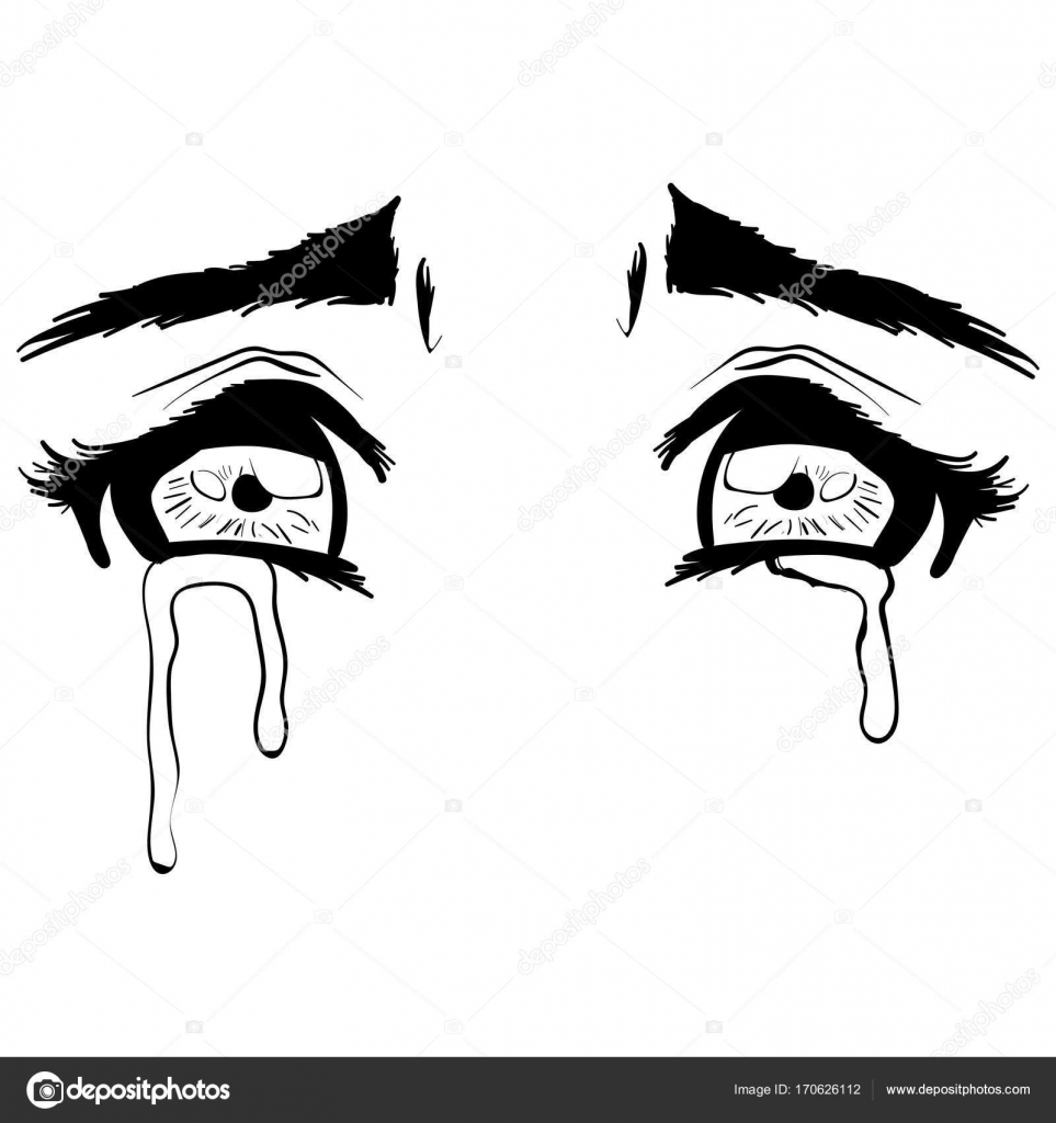 Drawings Crying Eye Vector Beautiful Illustration Crying