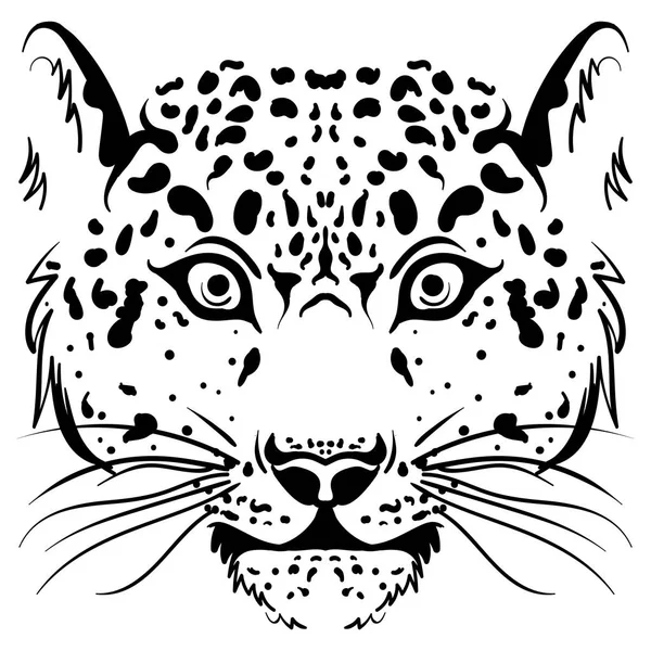 Siyah ve beyaz vektör kroki leopar yüz