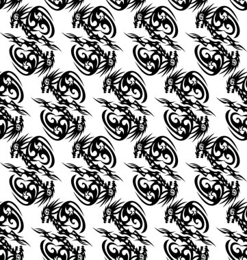 Stilize ejderha ile Dikişsiz tek renkli desen