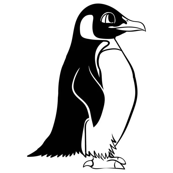 Мультфільм лінійної фарби малювати пінгвіна вектор — стоковий вектор