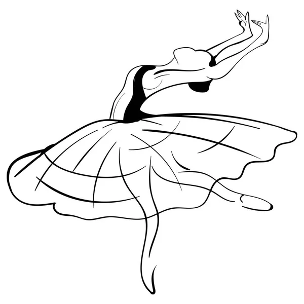 Desenho bonito bailarina esboço. Vetor — Vetor de Stock