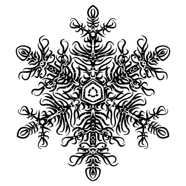 Doodle szkic nowego roku Boże Narodzenie Snowflake — Wektor stockowy