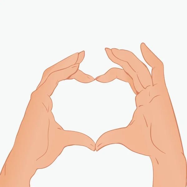 Dos manos haciendo signo de corazón concepto de San Valentín — Vector de stock