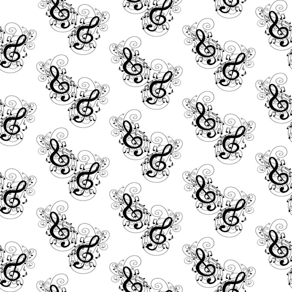 Treble clef seamless pattern Musical notes vector — Stock Vector