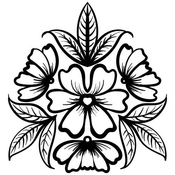 Άγριο Τριαντάφυλλο λουλούδια σχέδιο και σκίτσο γραμμή-art — Διανυσματικό Αρχείο