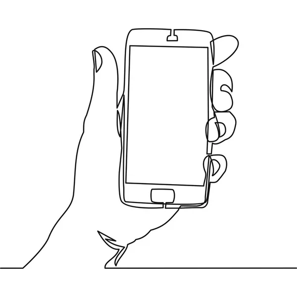 Dessin en ligne continu du smartphone portatif — Image vectorielle