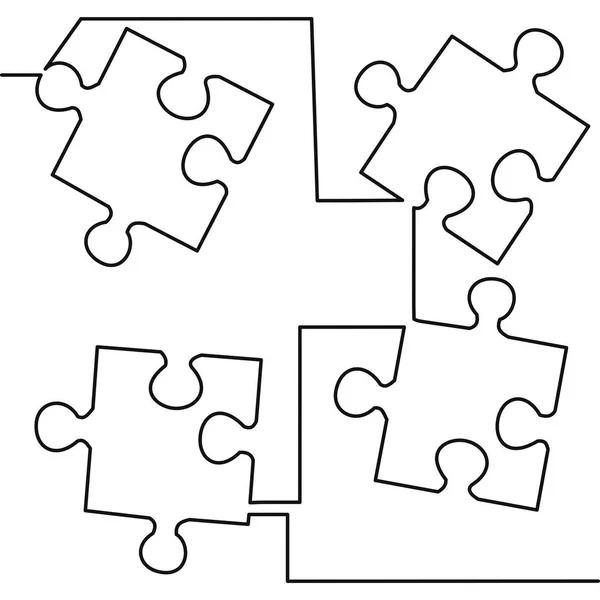 Dessin continu d'une ligne de puzzle — Image vectorielle