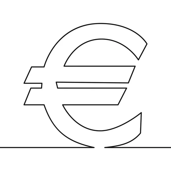 Desenho em linha contínua do vector de sinais do euro — Vetor de Stock