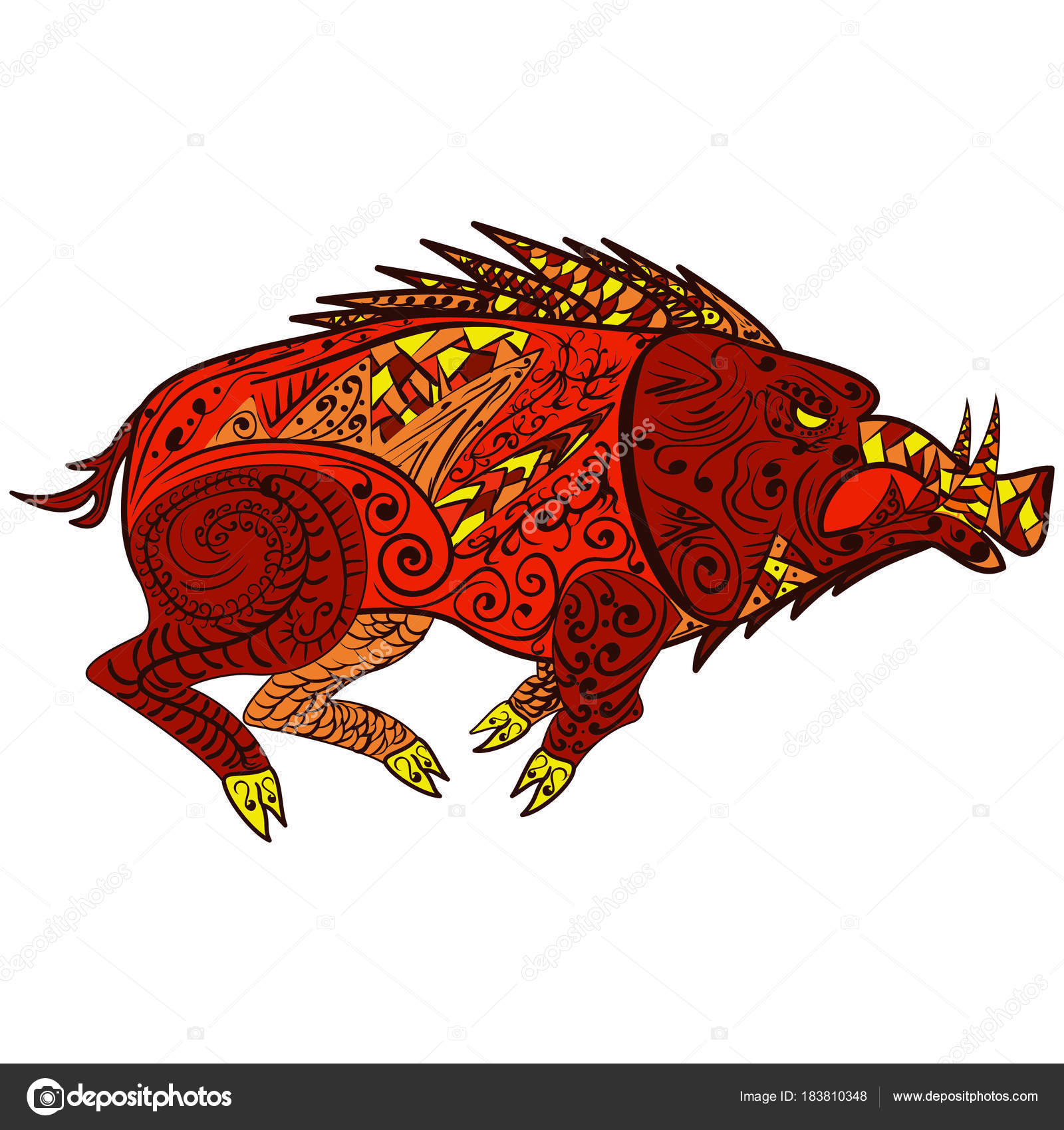 Wild boar animal in doodle style Zentangle Stock Vector Image by ©tiverets  #183810348
