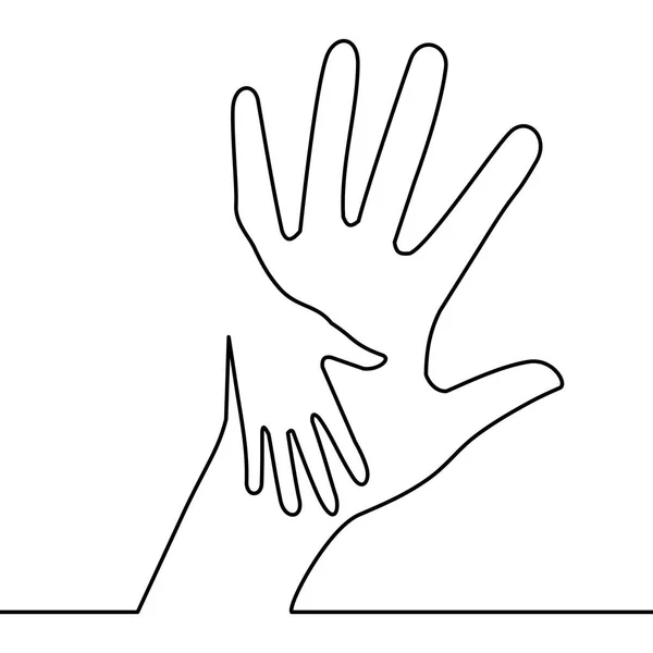 Fürsorgliche Hand durchgängiges Linienziehkonzept — Stockvektor