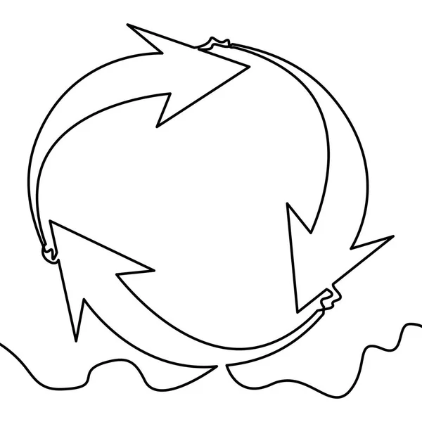 Dibujo de una línea continua de flechas de ciclo — Archivo Imágenes Vectoriales