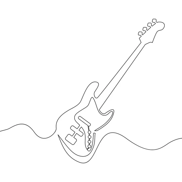 Continuous line drawing of electric guitar — Stock Vector