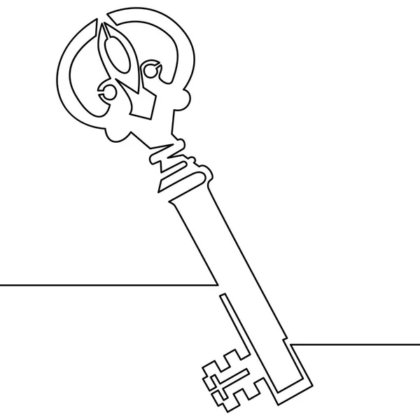 Jeden rysunek linii wektor na białym tle obiekt stary klucz — Wektor stockowy