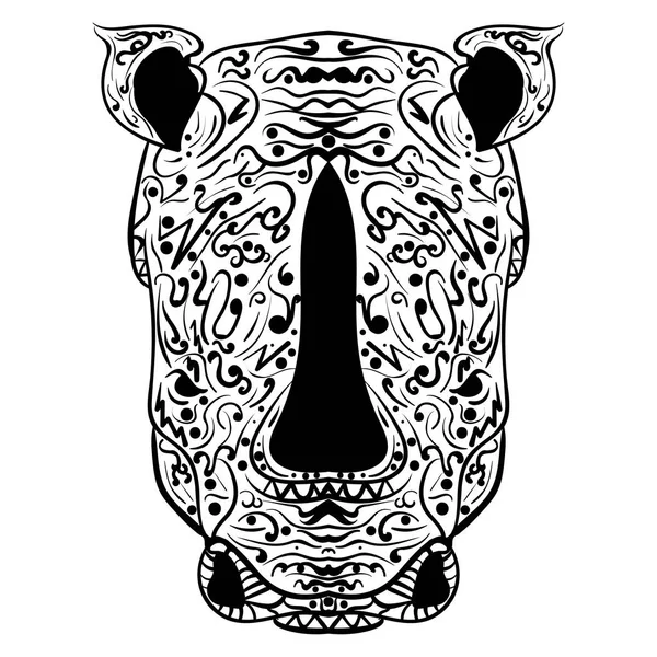 Illustration vectorielle stylisée zentangle tête de rhinocéros — Image vectorielle