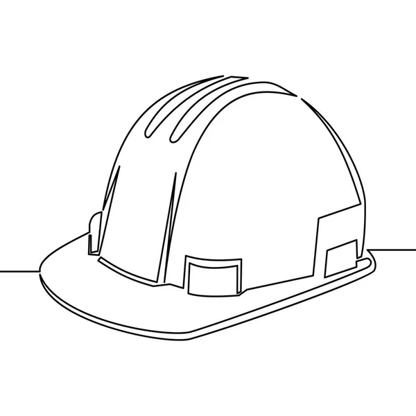 Single continuous line vector Safety hard hat — Stock Vector