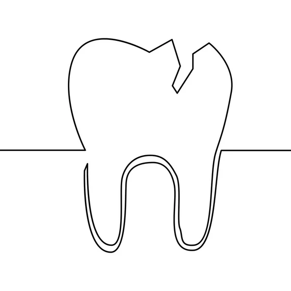 Pojedynczej linii ciągłej sztuka wektor ząb — Wektor stockowy