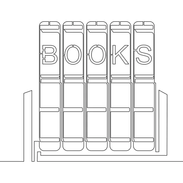 One line drawing vector object pile of books — Stock Vector