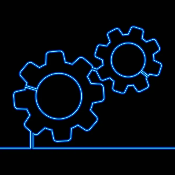 Dibujo continuo de la línea Gear Cogwheel concepto de neón — Archivo Imágenes Vectoriales