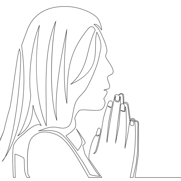 Continuous line drawing Christian prayer concept