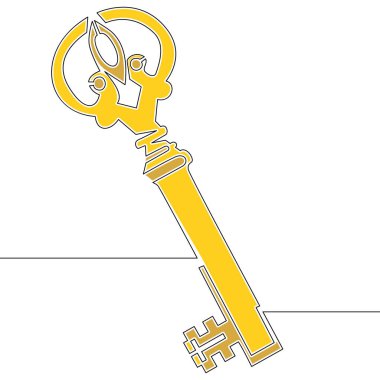 Düz renkli ve sürekli çizim çizimi. Anahtar kavramı.