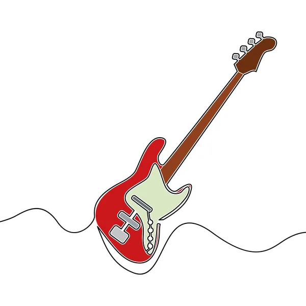 Konsep gitar listrik garis datar kontinu - Stok Vektor