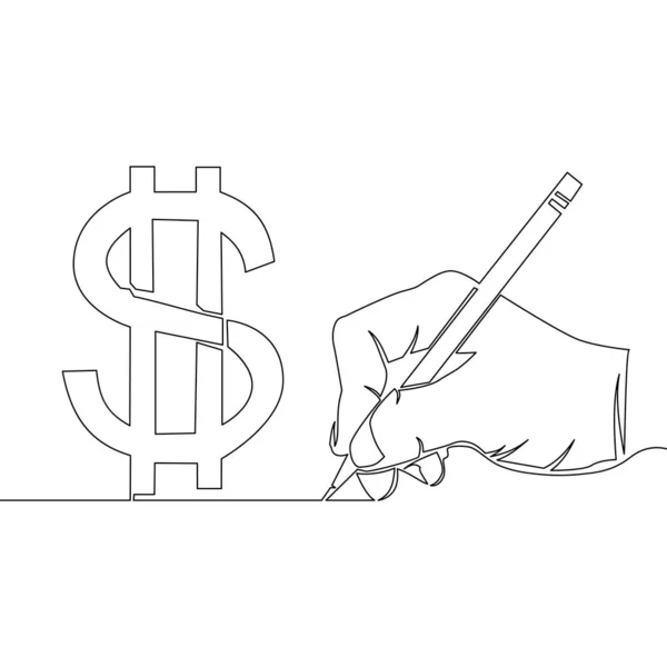 Linha contínua mão desenho conceito sinal dólar — Vetor de Stock